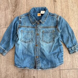 Baby Gap Vintage Denim Jean snap Button Long Sleeve Shirt 100% Cotton 18-24M